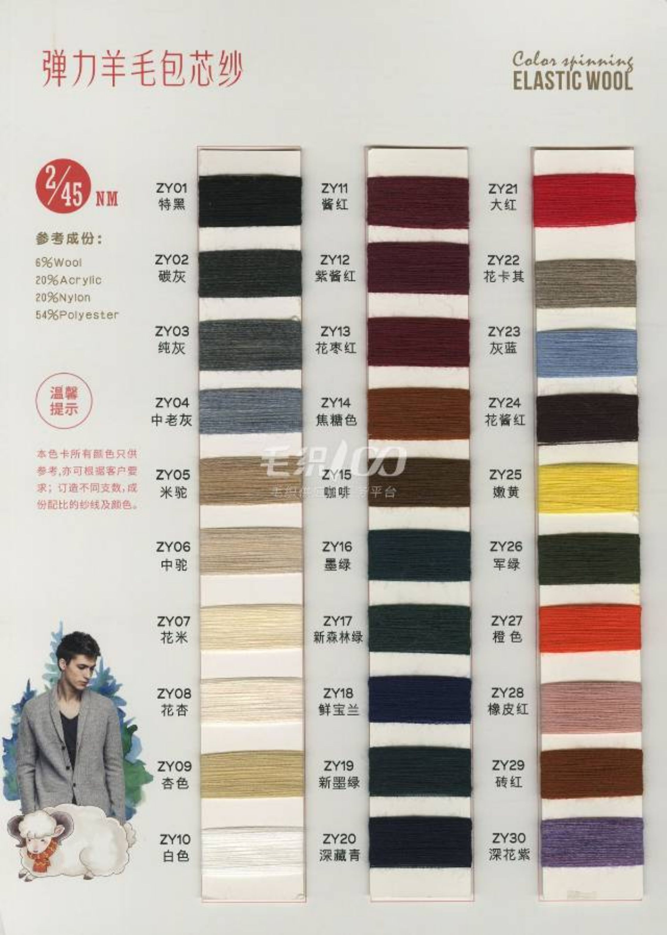 45支彈力羊毛包芯紗