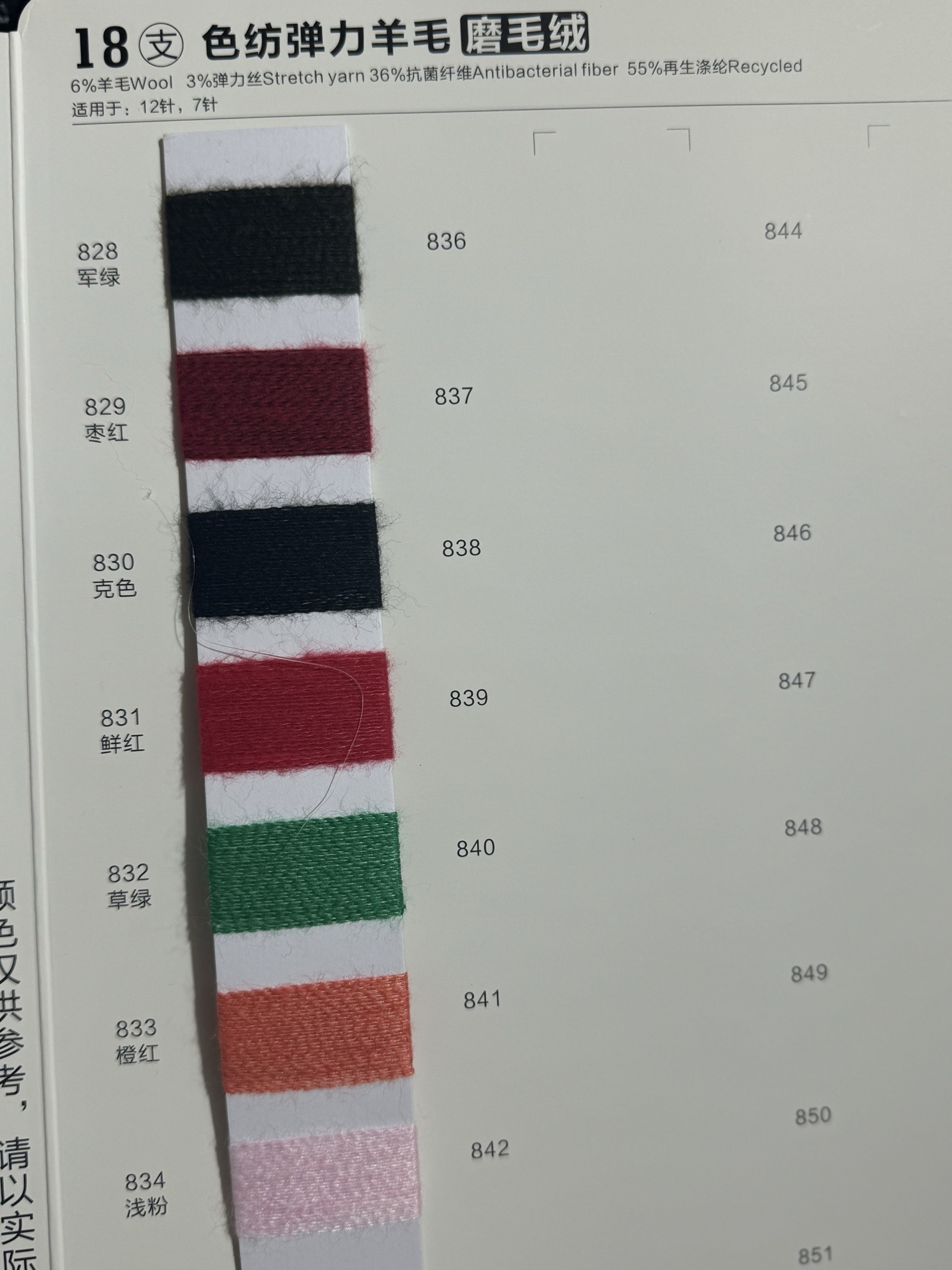 18支色紡彈力羊毛 磨毛絨