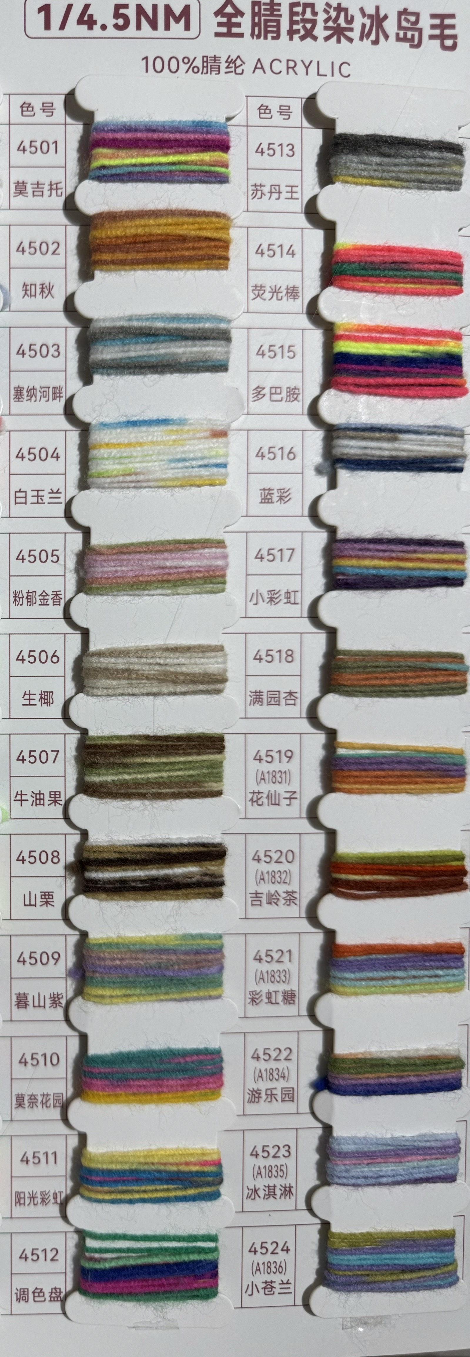 1/4.5NM全腈段染冰島毛