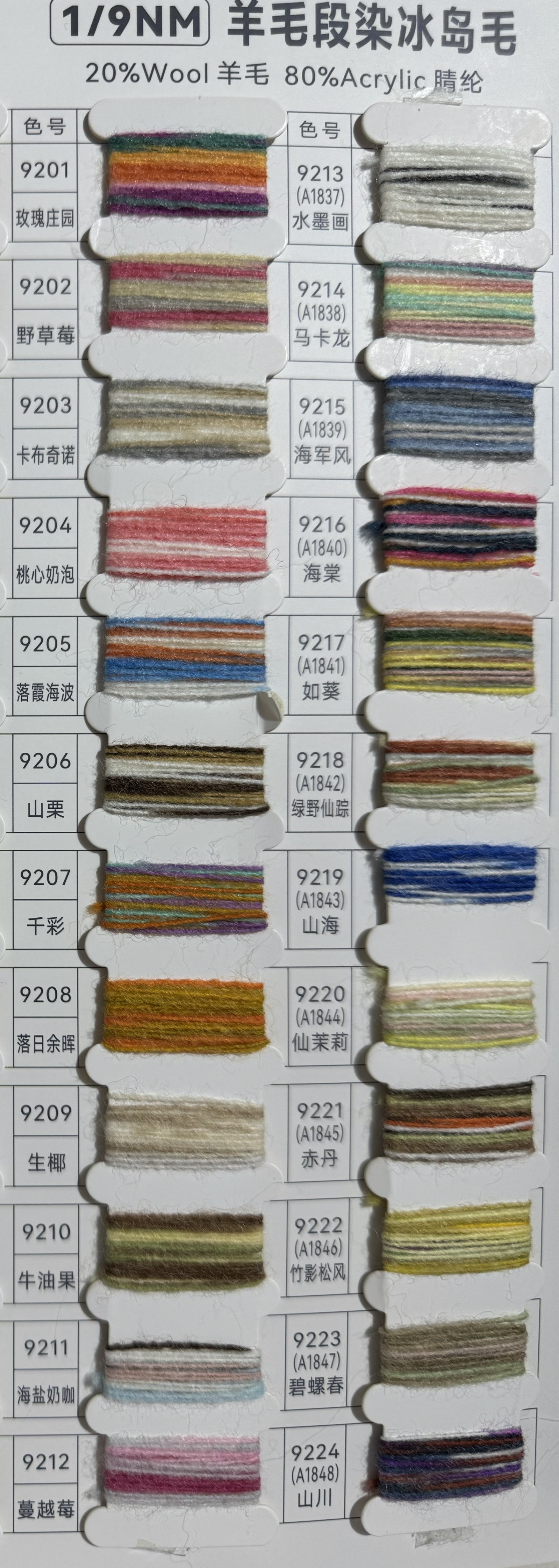 1/9NM羊毛段染冰島毛